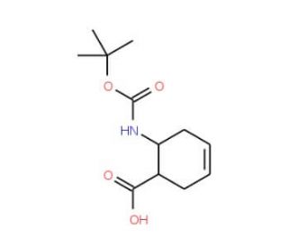 trans-6-tert-Butoxycarbonylamino-cyclohex-3-enecarboxylic acid (CAS 865689-24-3) - chemical structure image