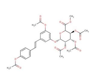 trans Resveratrol Penta-O-acetyl-3-&beta;-D-glucuronide Methyl Ester (CAS 490028-22-3) - chemical structure image