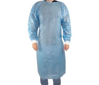 Featuring cuffed sleeves and a full-length design, UltraCruz&reg; Isolation Gown Blue, Level 2, L, 10/pack ensures comprehensi 