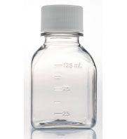 UltraCruz&reg; Media Bottle, 125ml square PET bottle with molded volume graduations for easy measurement.